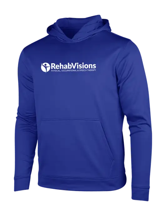 True Royal Sport-Wick Fleece Hooded Pullover w/RehabVisions POST Logo