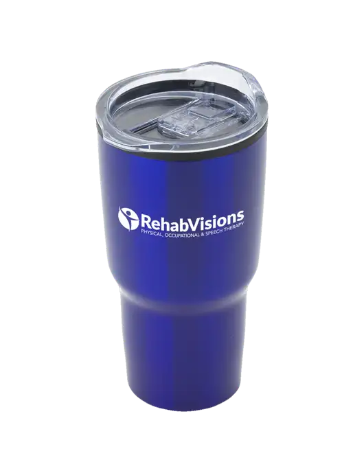 Odyssey Blue 30 oz Travel Tumbler w/RehabVisions POST Logo