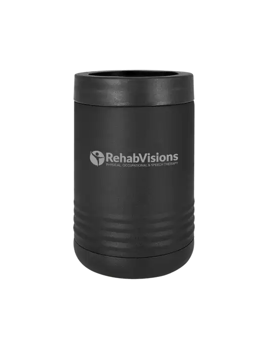 Polar Camel 12 oz Powder Coated Black Vacuum Insulated Beverage Holder w/RehabVisions POST Logo