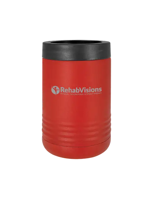 Polar Camel 12 oz Powder Coated Red Vacuum Insulated Beverage Holder w/RehabVisions POST Logo