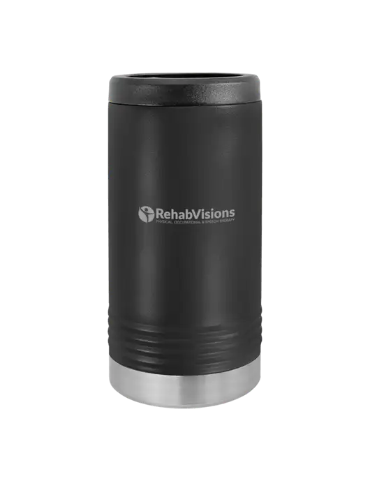 Polar Camel Powder Coated Black Vacuum Insulated Slim Beverage Holder w/RehabVisions POST Logo