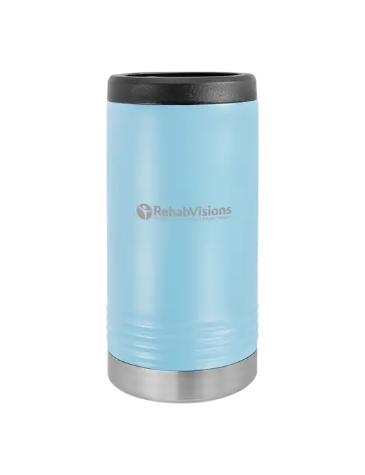 Polar Camel Powder Coated Light Blue Vacuum Insulated Slim Beverage Holder w/RehabVisions POST Logo