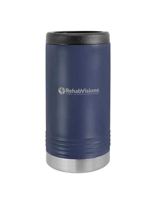 Polar Camel Powder Coated Navy Vacuum Insulated Slim Beverage Holder w/RehabVisions POST Logo