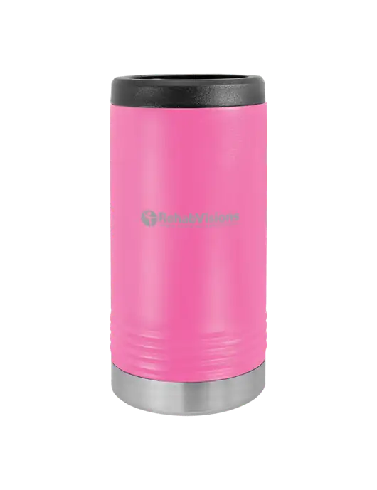 Polar Camel Powder Coated Pink Vacuum Insulated Slim Beverage Holder w/RehabVisions POST Logo