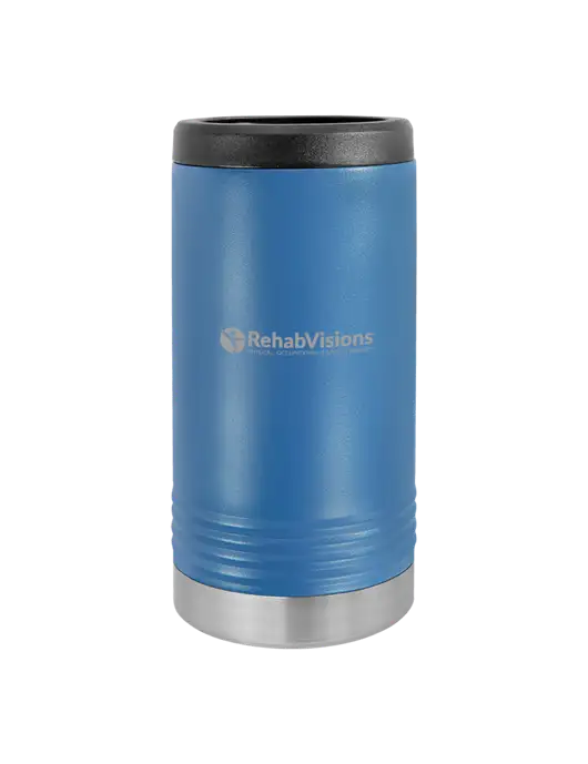 Polar Camel Powder Coated Royal Blue Vacuum Insulated Slim Beverage Holder w/RehabVisions POST Logo