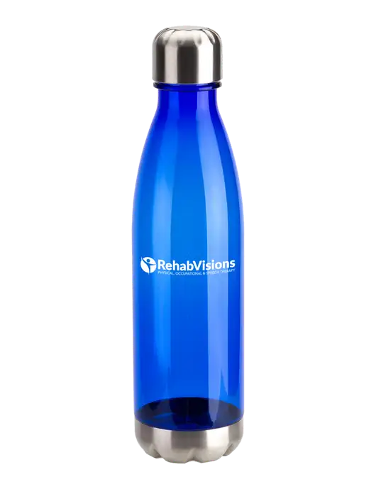 Bayside Tritan Blue 25 oz Bottle with Stainless Base and Cap w/RehabVisions POST Logo