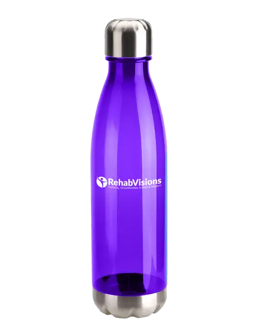 Bayside Tritan Purple 25 oz Bottle with Stainless Base and Cap w/RehabVisions POST Logo