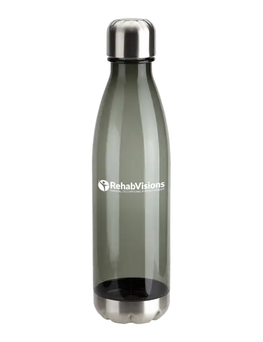 Bayside Tritan Smoke 25 oz Bottle with Stainless Base and Cap w/RehabVisions POST Logo