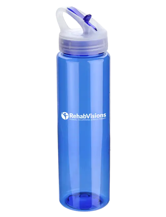 Buddy Blue 32 oz PET Bottle with Flip Lid w/RehabVisions POST Logo
