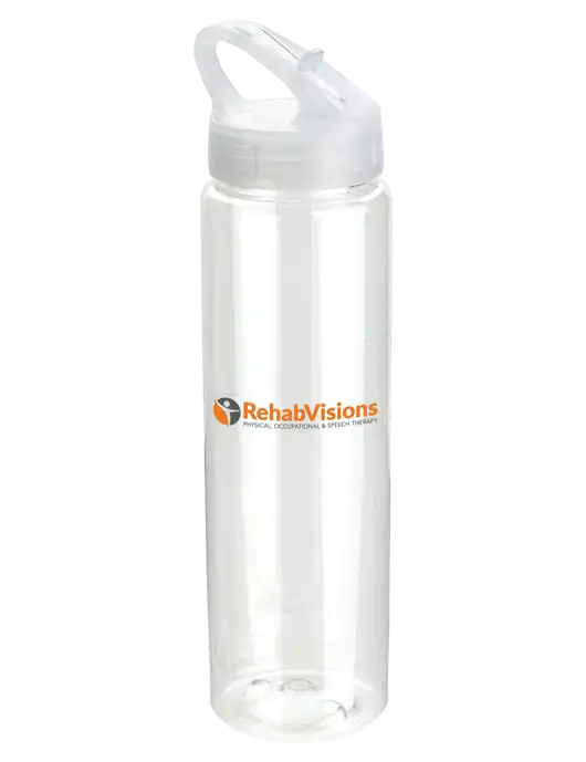 Buddy Clear 32 oz PET Bottle with Flip Lid w/RehabVisions POST Logo