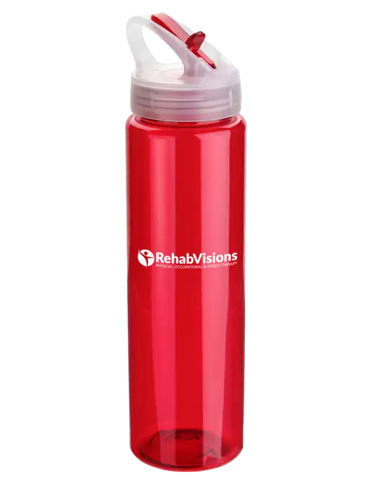 Buddy Red 32 oz PET Bottle with Flip Lid w/RehabVisions POST Logo