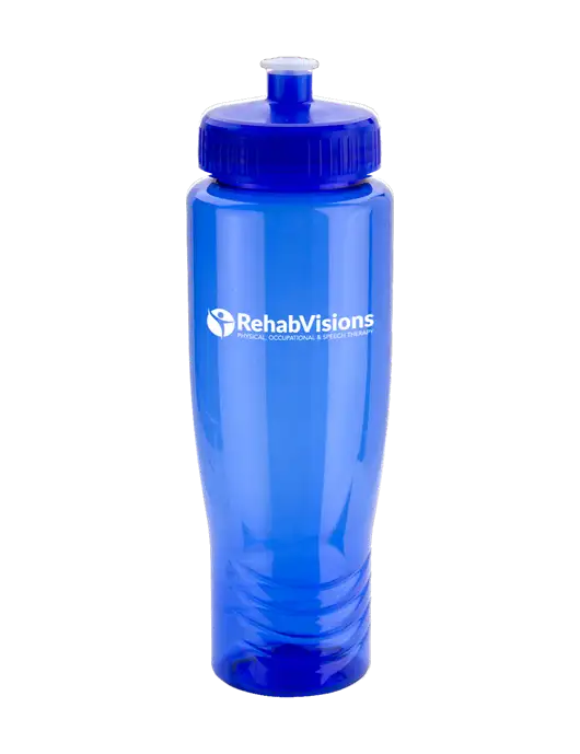 Roam Blue 28 oz Eco-Polyclear Bottle with Push Pull Lid w/RehabVisions POST Logo