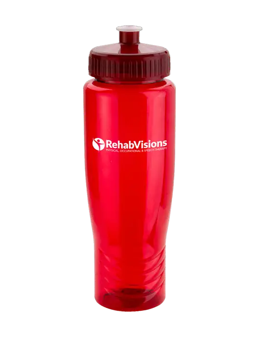 Roam Red 28 oz Eco-Polyclear Bottle with Push Pull Lid w/RehabVisions POST Logo