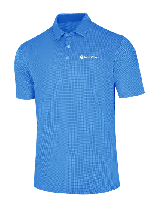 Callaway Carolina Blue Fashion Gingham Polo w/RehabVisions POST Logo