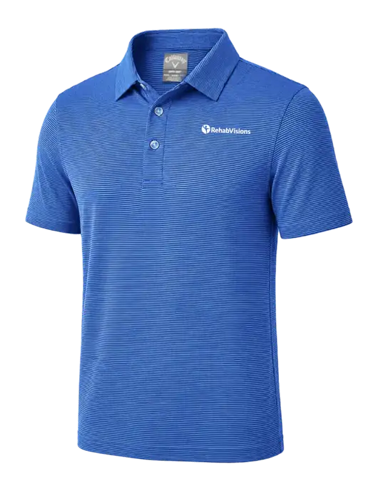 Callaway Royal Blue Fine Line Stripe Polo w/RehabVisions POST Logo