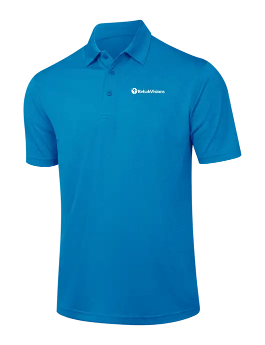 Sapphire Blue Heather Contender Polo w/RehabVisions POST Logo