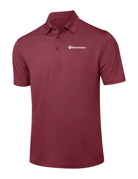 Cardinal Heather Contender Polo w/RehabVisions POST Logo