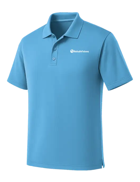 Carolina Blue Dry Zone UV Micro Mesh Polo w/RehabVisions POST Logo