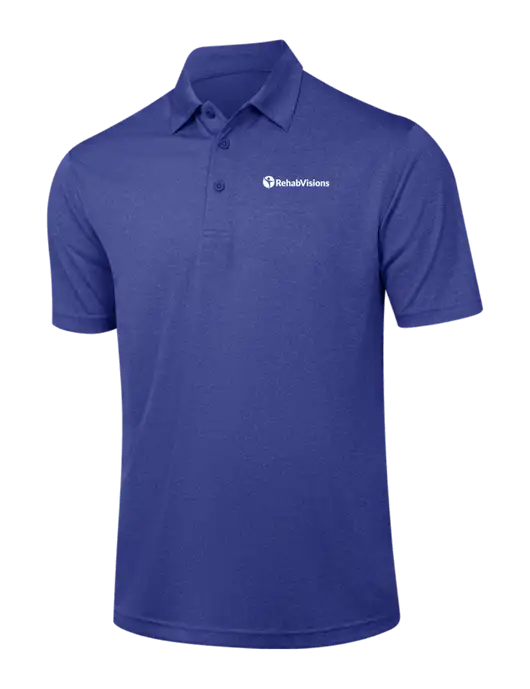 Dark Royal Heather Contender Polo w/RehabVisions POST Logo
