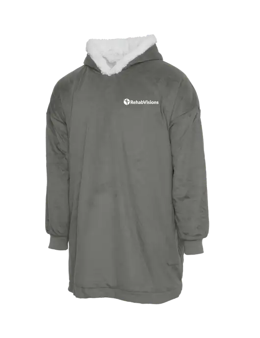 Wearable Lodge Medium Grey Blanket w/RehabVisions POST Logo