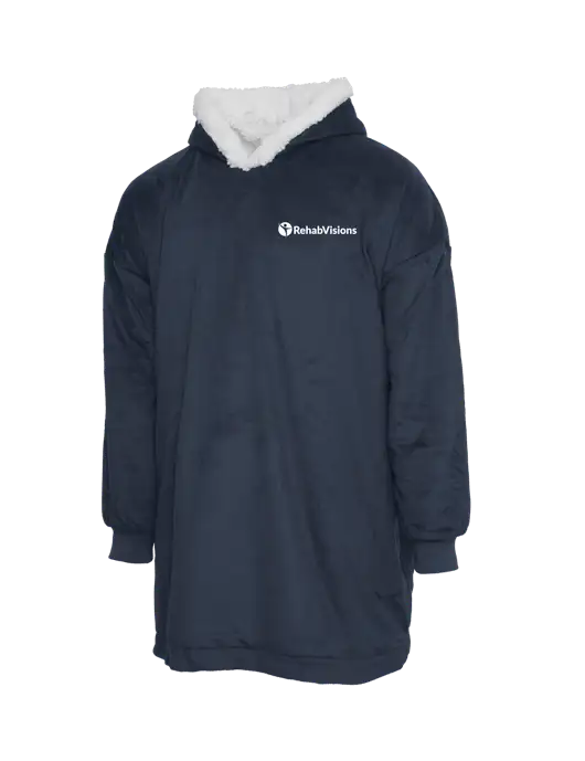 Wearable Lodge Navy Blanket w/RehabVisions POST Logo
