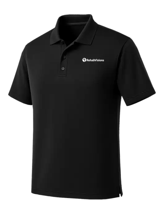 Black Dry Zone UV Micro Mesh Polo w/RehabVisions POST Logo