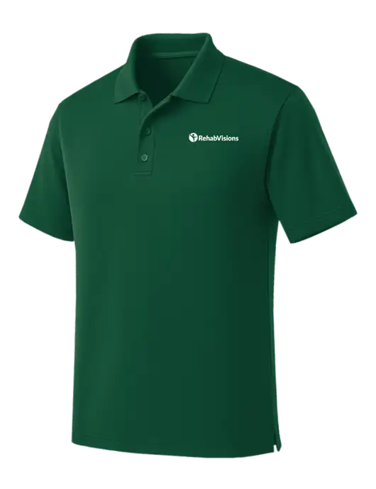 Dark Green Dry Zone UV Micro Mesh Polo w/RehabVisions POST Logo