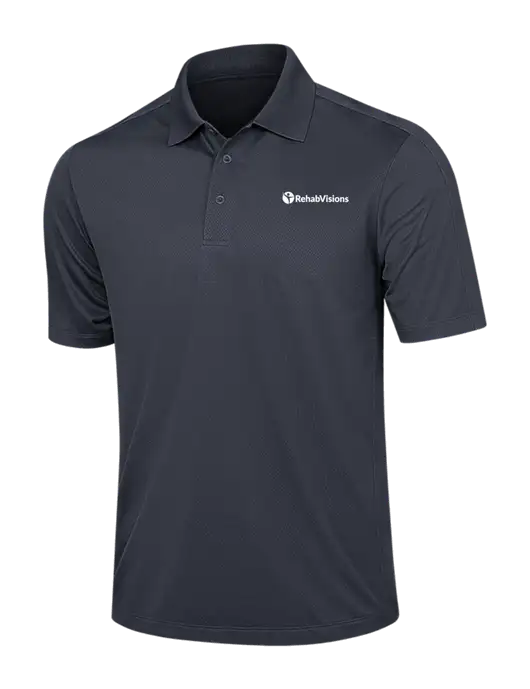 Dark Grey Diamond Textured Jacquard Polo w/RehabVisions POST Logo