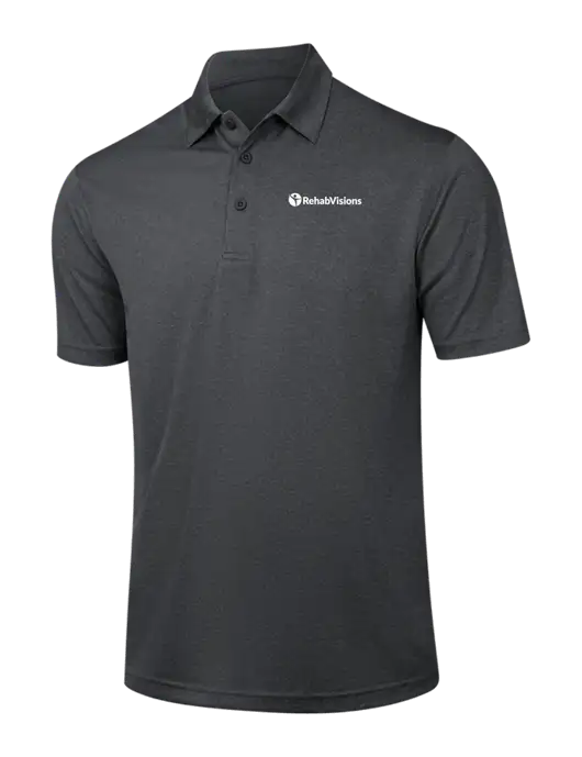 Dark Grey Heather Contender Polo w/RehabVisions POST Logo