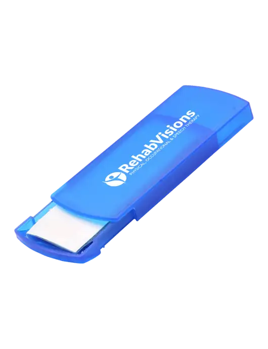 Slide Right Blue Bandage Dispenser w/RehabVisions POST Logo