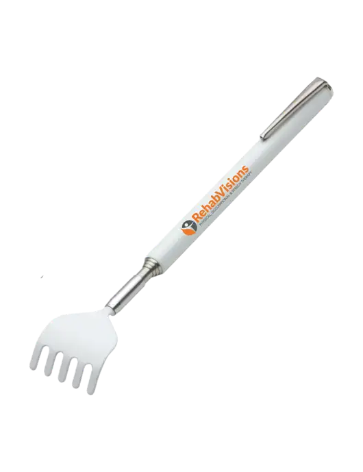 Telescopic White Back Scratcher w/RehabVisions POST Logo