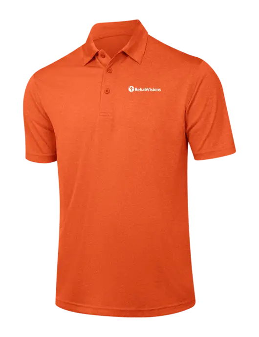 Orange Heather Contender Polo w/RehabVisions POST Logo