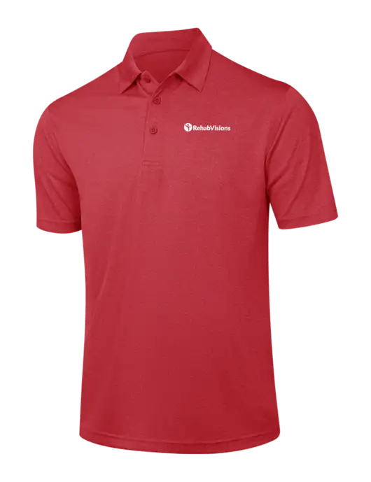 Red Heather Contender Polo w/RehabVisions POST Logo