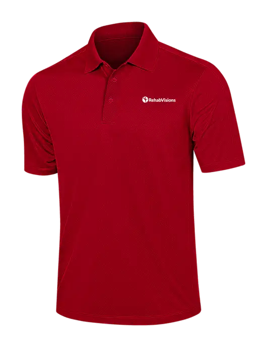 Red Diamond Textured Jacquard Polo w/RehabVisions POST Logo