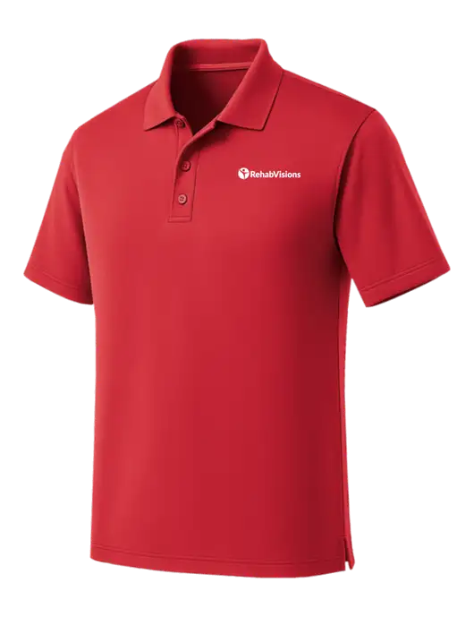 Red Dry Zone UV Micro Mesh Polo w/RehabVisions POST Logo