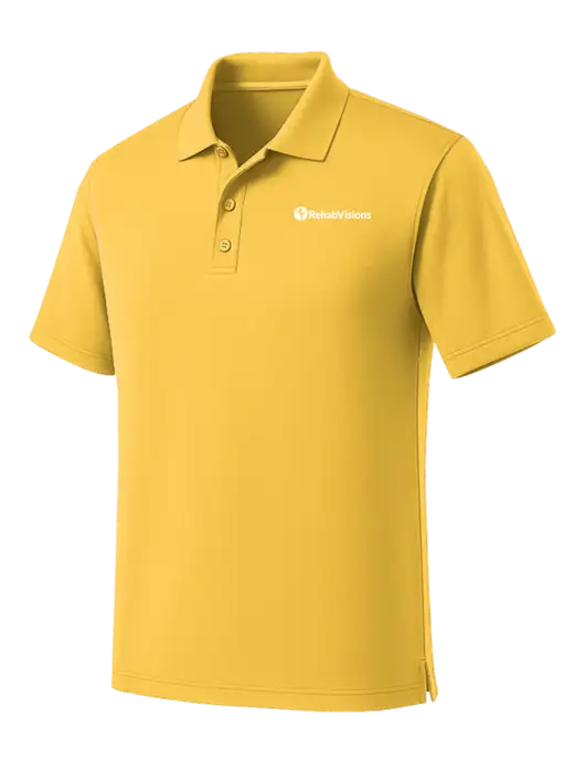 Yellow Dry Zone UV Micro Mesh Polo w/RehabVisions POST Logo