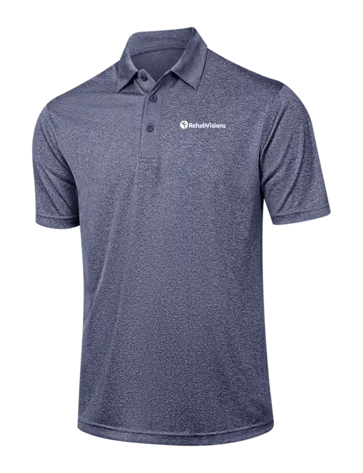 Navy Heather Contender Polo w/RehabVisions POST Logo