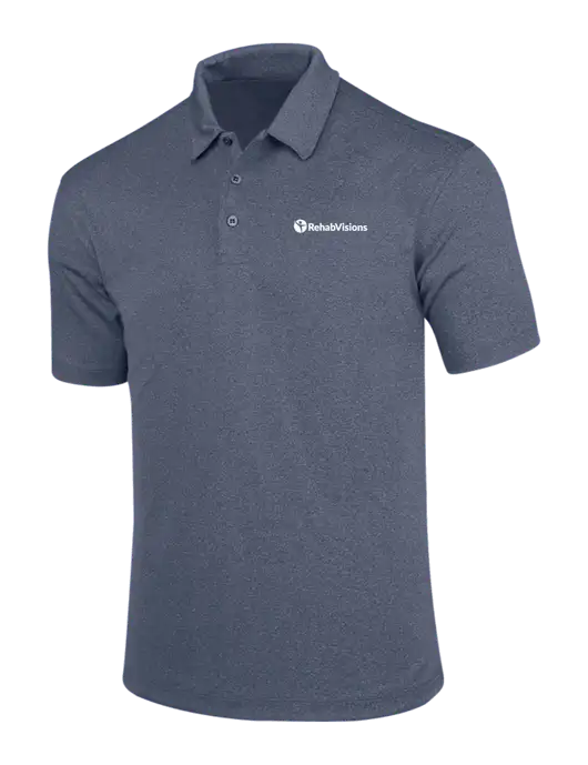 True Navy Trace Heather Polo w/RehabVisions POST Logo
