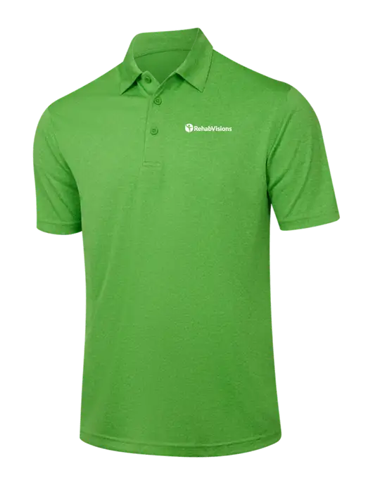 Kelly Green Heather Contender Polo w/RehabVisions POST Logo