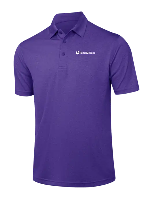 Purple Heather Contender Polo w/RehabVisions POST Logo