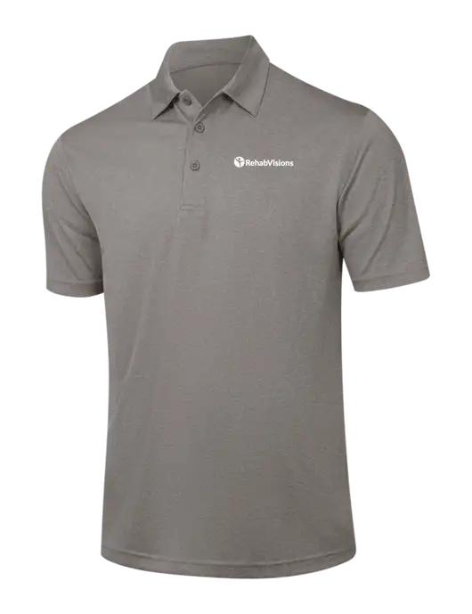 Medium Grey Heather Contender Polo w/RehabVisions POST Logo