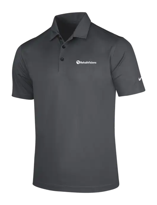 NIKE Dark Grey Dri-Fit Vertical Mesh Polo w/RehabVisions POST Logo