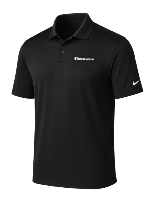 NIKE Black Victory Solid Polo w/RehabVisions POST Logo