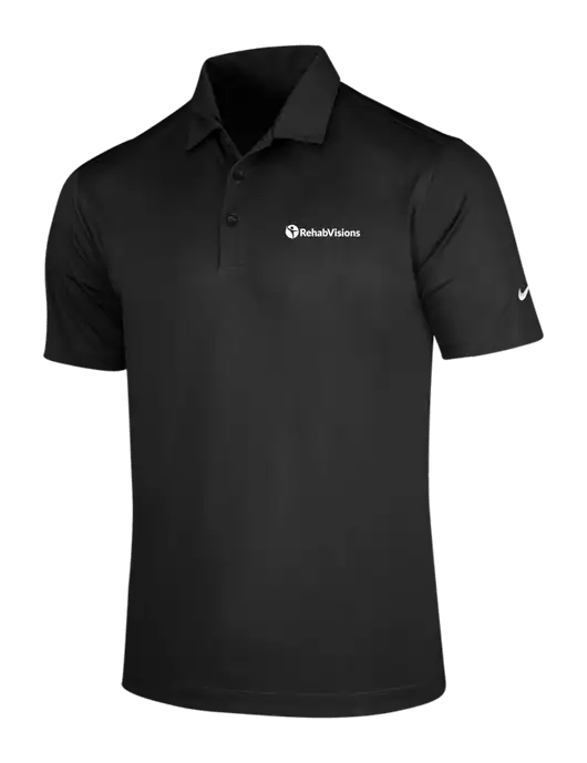 NIKE Black Dri-Fit Vertical Mesh Polo w/RehabVisions POST Logo