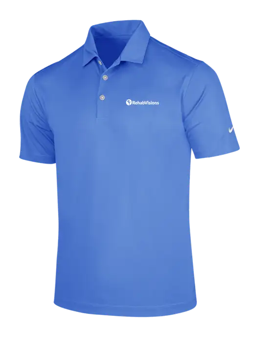 NIKE Light Royal Blue Dri-Fit Vertical Mesh Polo w/RehabVisions POST Logo