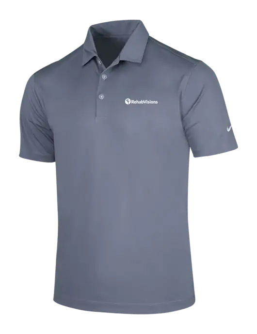 NIKE Medium Grey Dri-Fit Vertical Mesh Polo w/RehabVisions POST Logo