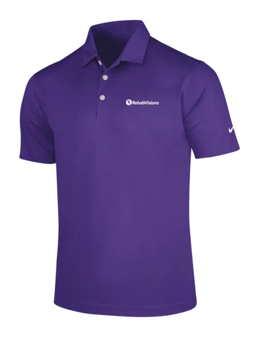 NIKE Purple Dri-Fit Vertical Mesh Polo w/RehabVisions POST Logo