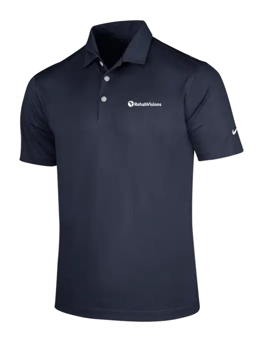 NIKE Dark Navy Dri-Fit Vertical Mesh Polo w/RehabVisions POST Logo