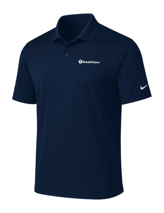 NIKE Navy Victory Solid Polo w/RehabVisions POST Logo