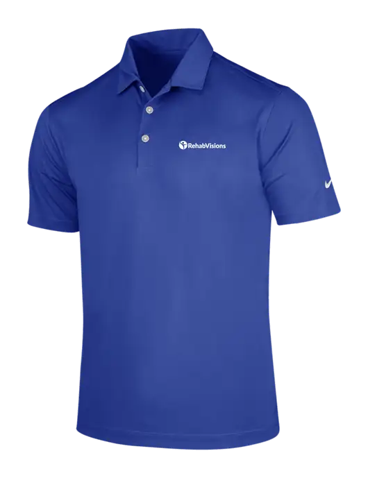 NIKE Dark Royal Dri-Fit Vertical Mesh Polo w/RehabVisions POST Logo